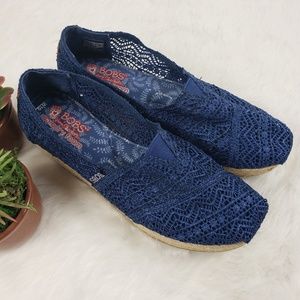 Navy Lace Crochet Bobs sz 10